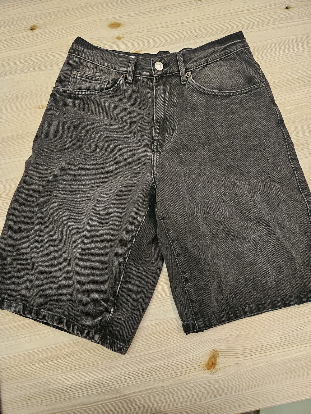 Zara Men's Washed Black Denim Shorts